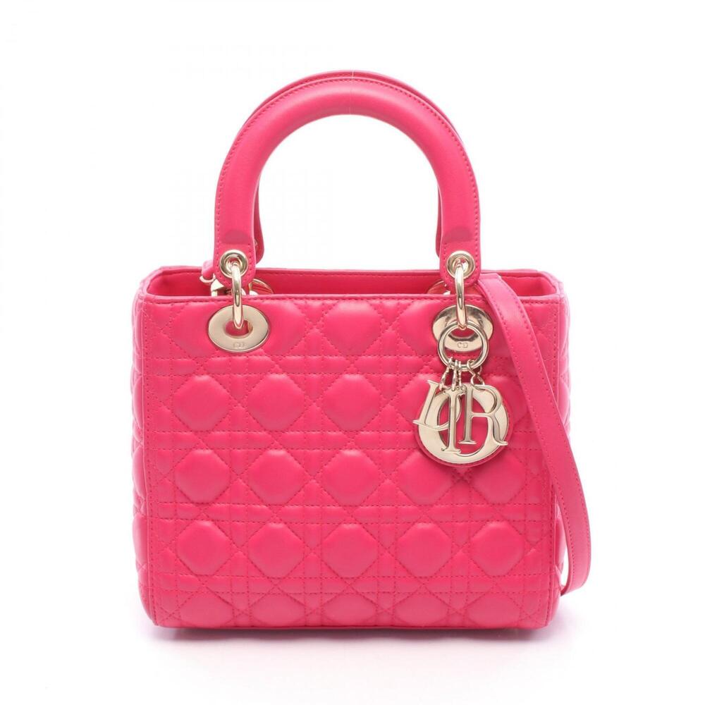 Christian Dior Dior LADY DIOR 2-Way Handbag, Leather, Women's, Pink